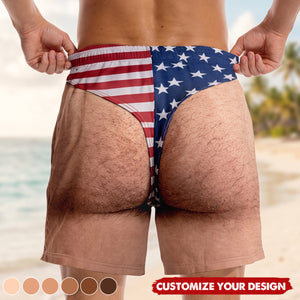 Custom Funny Patriotic Men Swim Trunks - Personalized Summer Vacation And Travel Gifts For Men