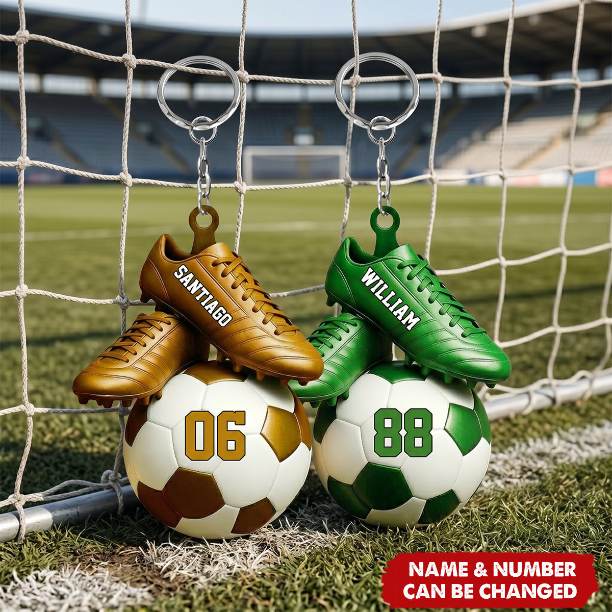 Personalized Soccer Acrylic Keychain - Custom Name & Jersey Number Gift for Fans