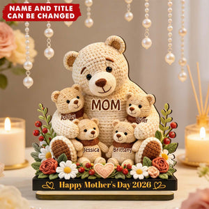 Mama Bear's Warm Hug - Personalized 2-Layered Wooden Plaque
