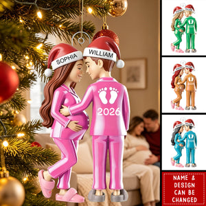 Custom Baby Bump Christmas Keepsake Ornament, 2026 Future Baby Ornament, Pregnancy Reveal Gift for Expecting Couple