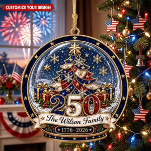 Custom 250 Years Acrylic Ornament, America Patriotic Family Christmas Tree Decor