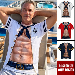 Custom Funny T-shirt - Personalized Summer Vacation And Travel Gifts For Husband, Son, Grandson, Yourself - Captain Of The Six Pack
