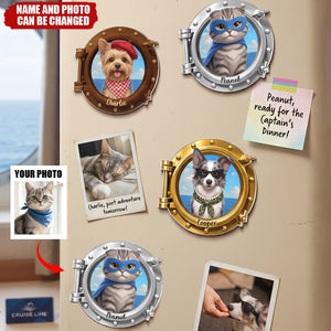 Cruise Door Decor Custom Pet Cartoon Themed Porthole - Personalized Magnet