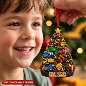 Personalized Kids Truck Ornament, Custom Boy Name Christmas Ornament
