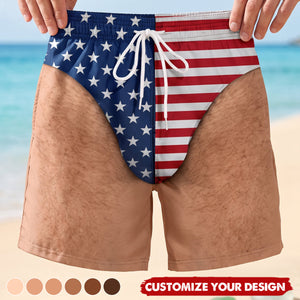 Custom Funny Patriotic Men Swim Trunks - Personalized Summer Vacation And Travel Gifts For Men