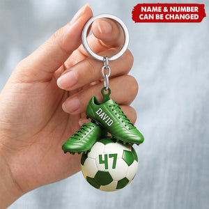 Personalized Soccer Acrylic Keychain - Custom Name & Jersey Number Gift for Fans