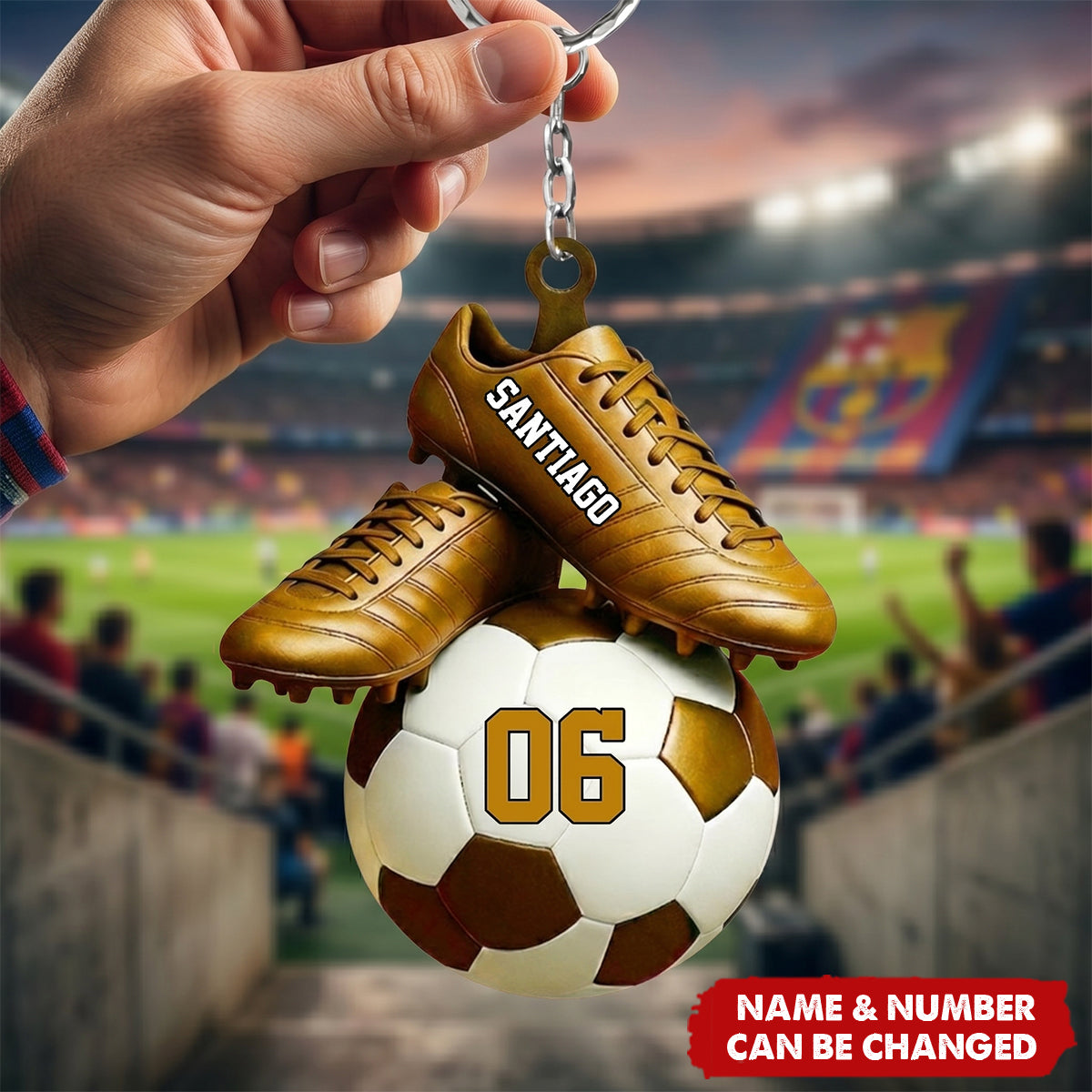 Personalized Soccer Acrylic Keychain - Custom Name & Jersey Number Gift for Fans