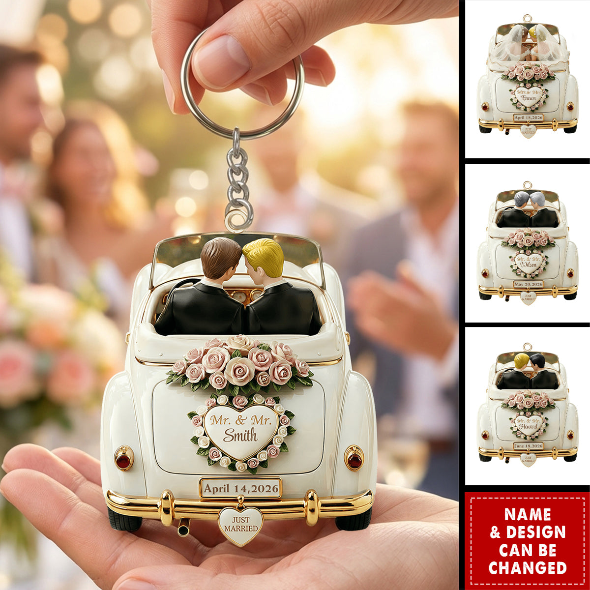 Mr. & Mr. Just Married Ornament, Acrylic Keychain, Gift For Couples