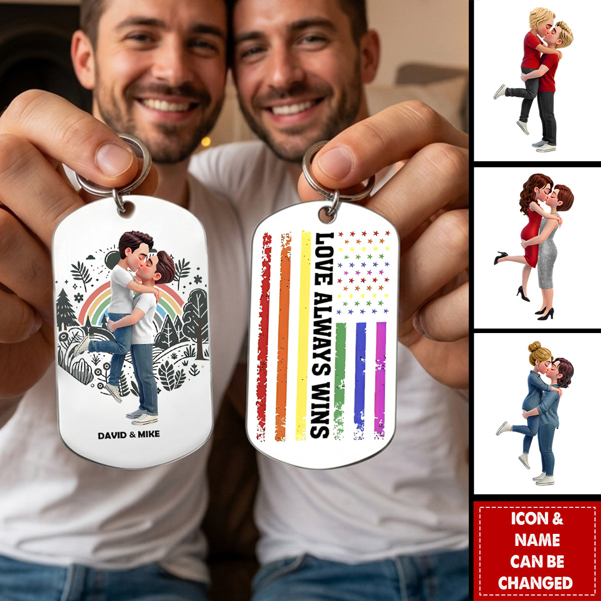 Personalized Gifts For LGBT Couple Keychain