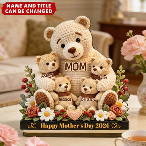 Mama Bear's Warm Hug - Personalized 2-Layered Wooden Plaque