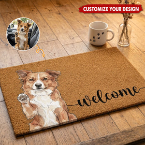 Welcome Pet Portrait Watercolor Art Welcome Mat - Personalized Doormat
