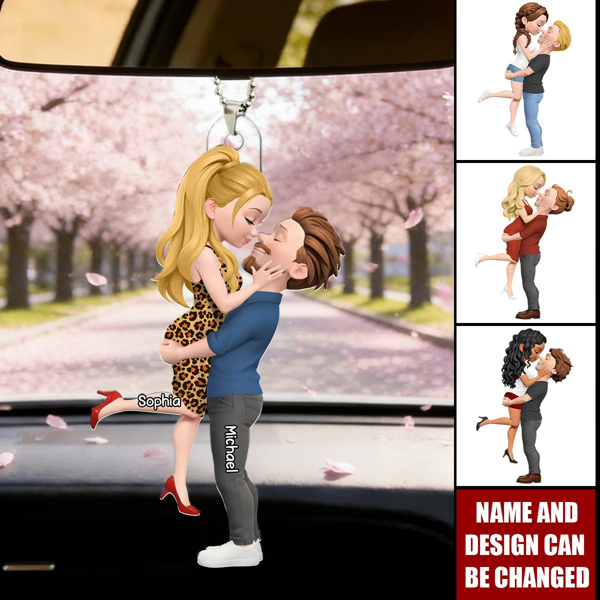 Arms Around Forever - Personalized Car Ornament, Gift For Couple