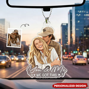 Custom Faceless Portrait Car Ornament, Anniversary Gifts For Him, Her - Personalized Rear View Mirror Accessory