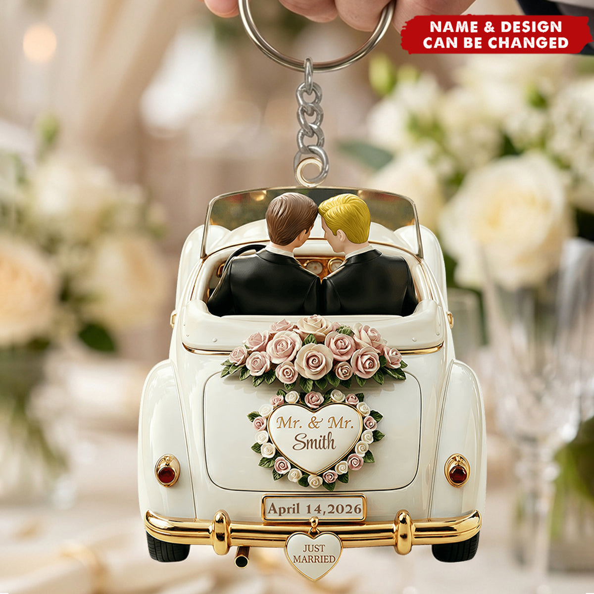 Mr. & Mr. Just Married Ornament, Acrylic Keychain, Gift For Couples