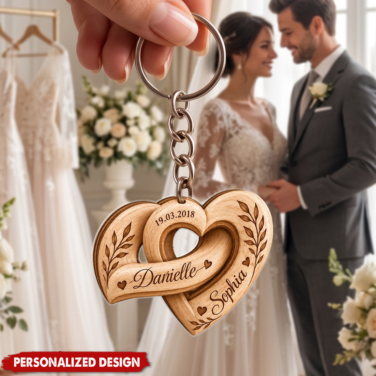 Personalized Heart-Shaped Acrylic Keychains for Couples, Custom Name Keychains