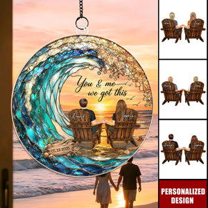 Custom Couple Beach Sunset Suncatcher - Sentimental Anniversary Gift for Him/Her