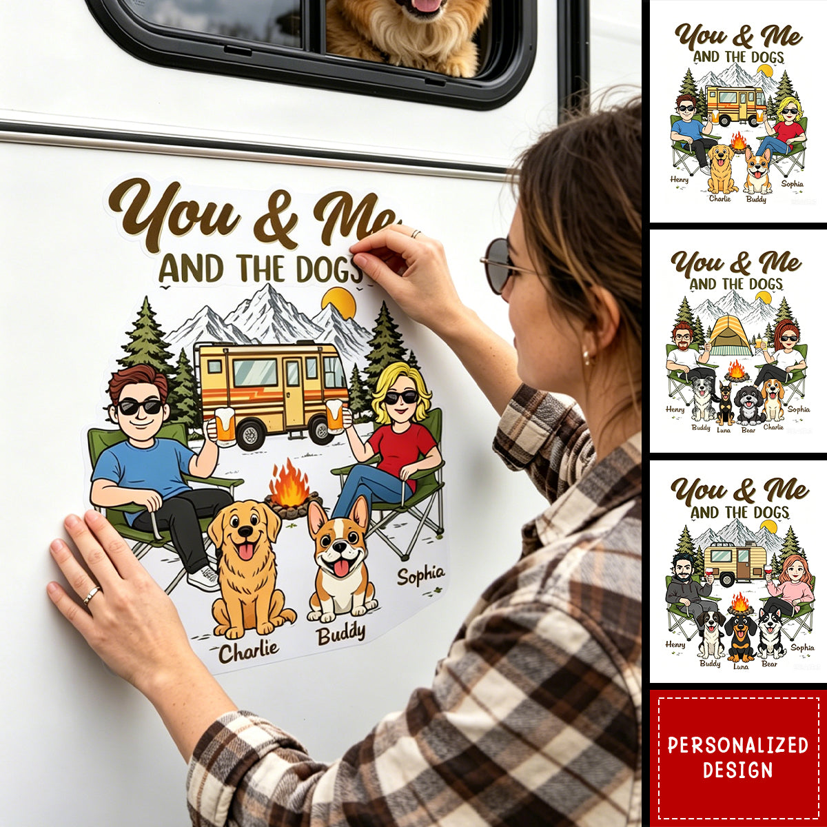 Custom RV Decal For Campers – Personalized Wedding Anniversary Gift For Couples And Dog Parents - Adventure Together