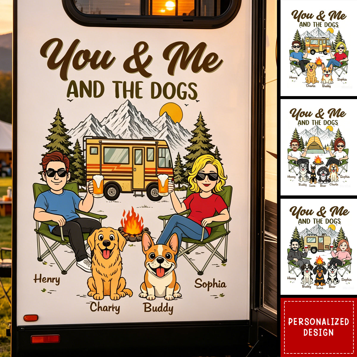 Custom RV Decal For Campers – Personalized Wedding Anniversary Gift For Couples And Dog Parents - Adventure Together