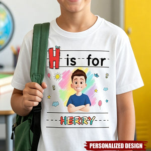 Custom Kids Name Cute Cartoon Back To School Youth Top - Personalized Shirt