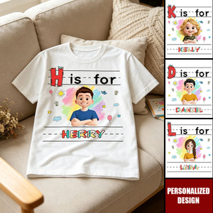 Custom Kids Name Cute Cartoon Back To School Youth Top - Personalized Shirt