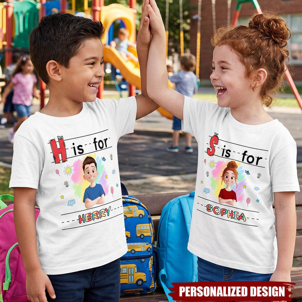Custom Kids Name Cute Cartoon Back To School Youth Top - Personalized Shirt