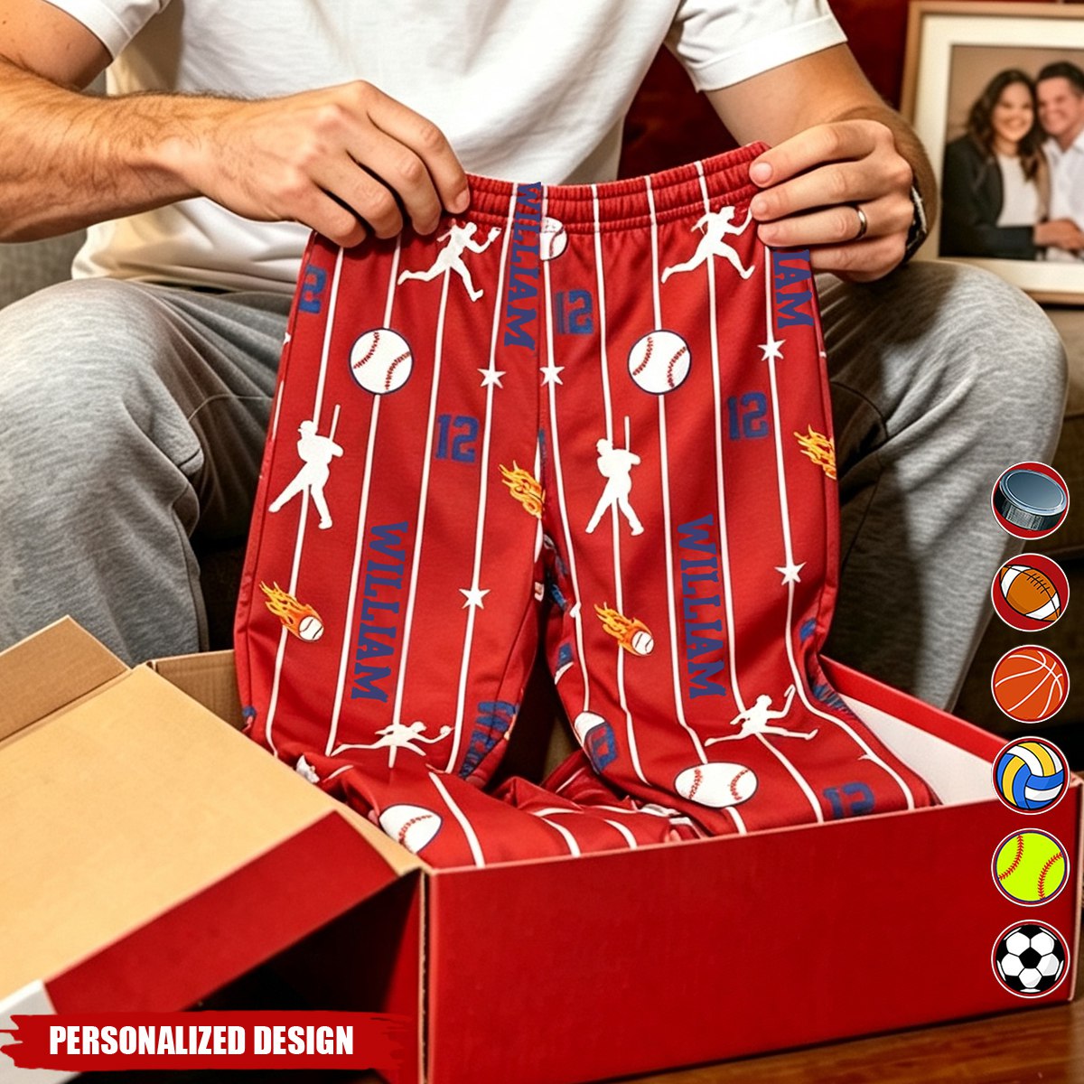 Custom Name & Number For Baseball, Softball, Soccer, Football, Basketball, Hockey Lover - Personalized Lounge Pants