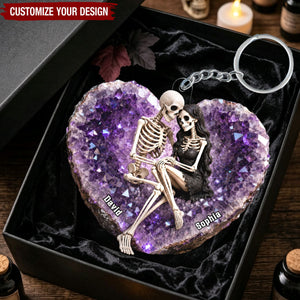 Till Death Do Us Part Skeleton Couple  - Personalized Acrylic Keychain - Halloween Decor Gift, Gift For Couple