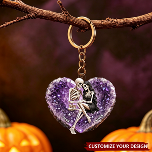 Till Death Do Us Part Skeleton Couple  - Personalized Acrylic Keychain - Halloween Decor Gift, Gift For Couple