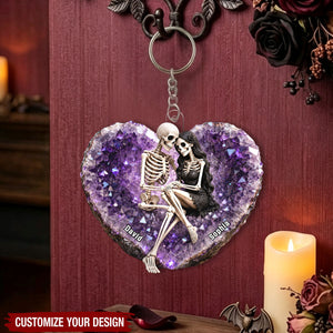 Till Death Do Us Part Skeleton Couple  - Personalized Acrylic Keychain - Halloween Decor Gift, Gift For Couple
