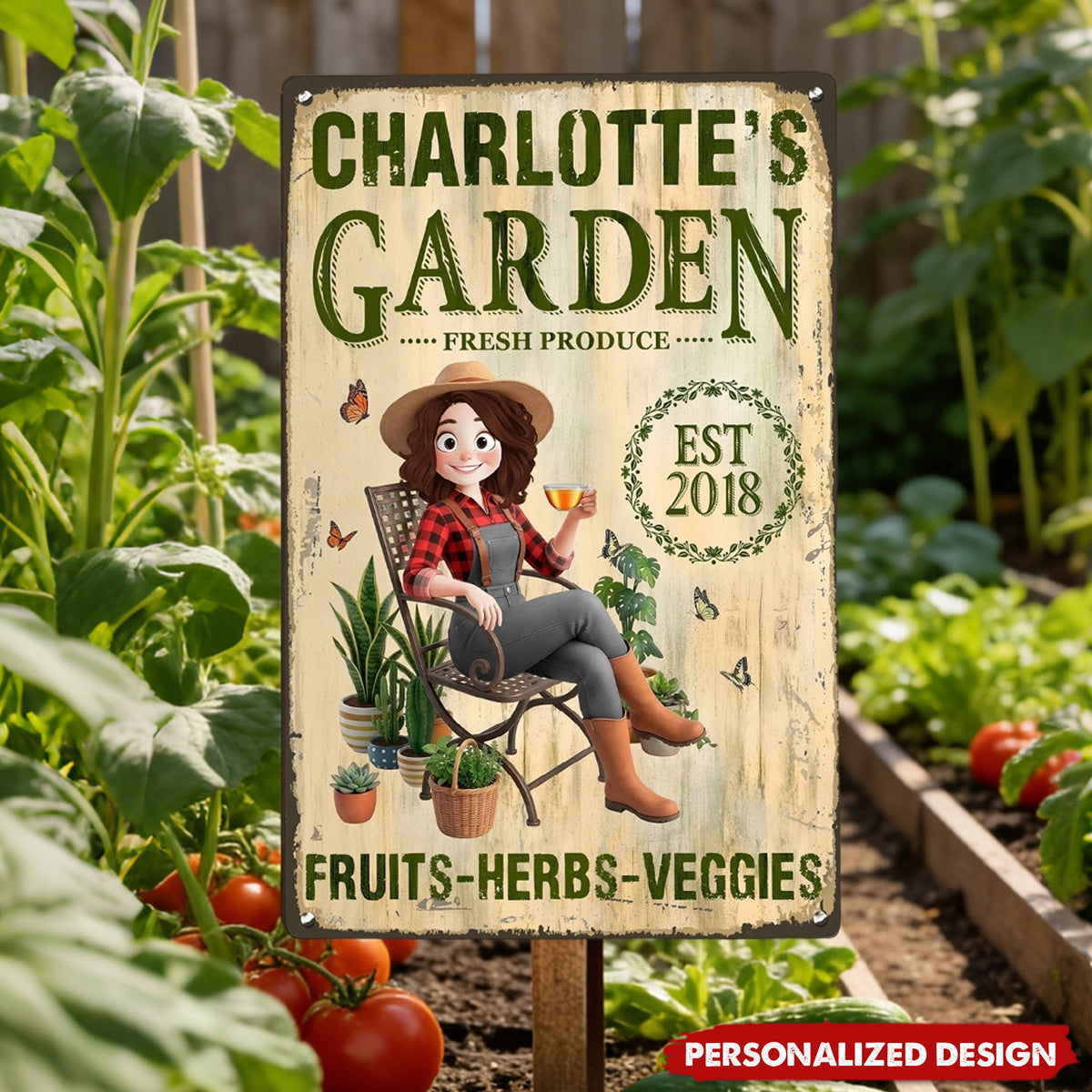 Garden Herbs And Veggie Best Decor Sign - Personalized Metal Sign