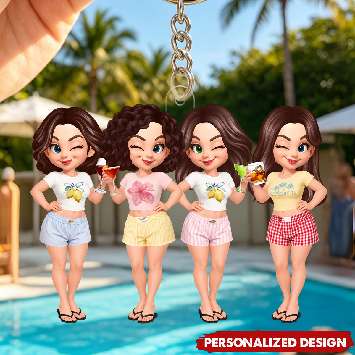 Besties Sisters Effect Pink - Personalized Acrylic Keychain