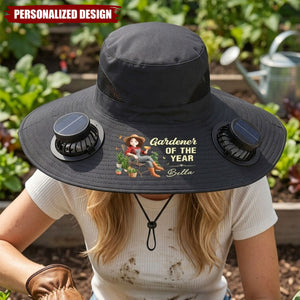 Plant Lady Gardener Of The Year Gift For Her - Personalized Solar Fan Hat