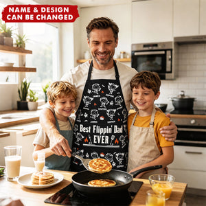 Best Flippin Dad Ever - Father's Day Gifts For Dad, Papa - With Funny Kids' Faces - Personalized Apron