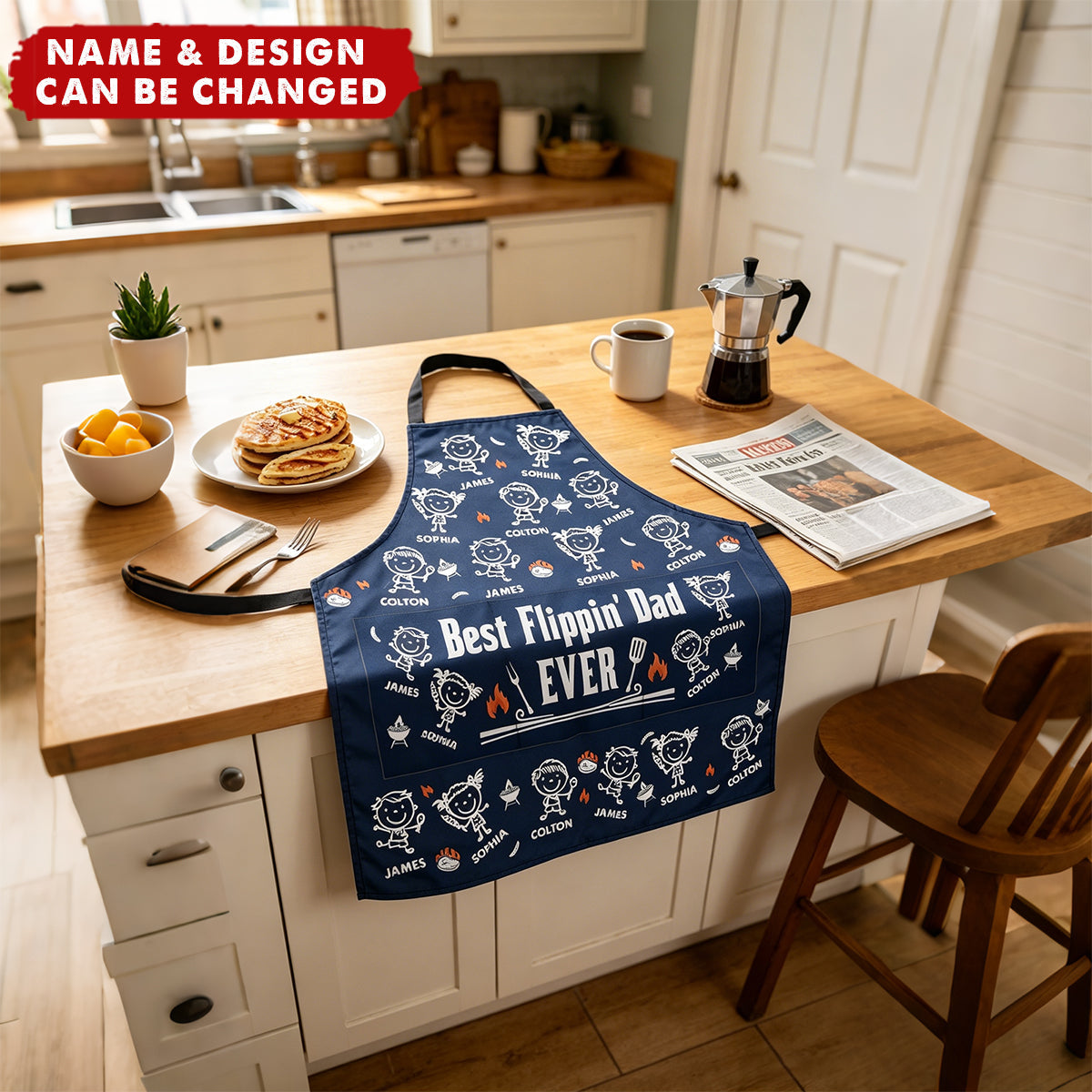 Best Flippin Dad Ever - Father's Day Gifts For Dad, Papa - With Funny Kids' Faces - Personalized Apron