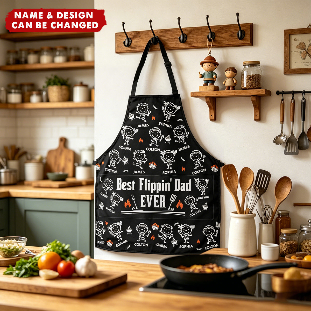 Best Flippin Dad Ever - Father's Day Gifts For Dad, Papa - With Funny Kids' Faces - Personalized Apron