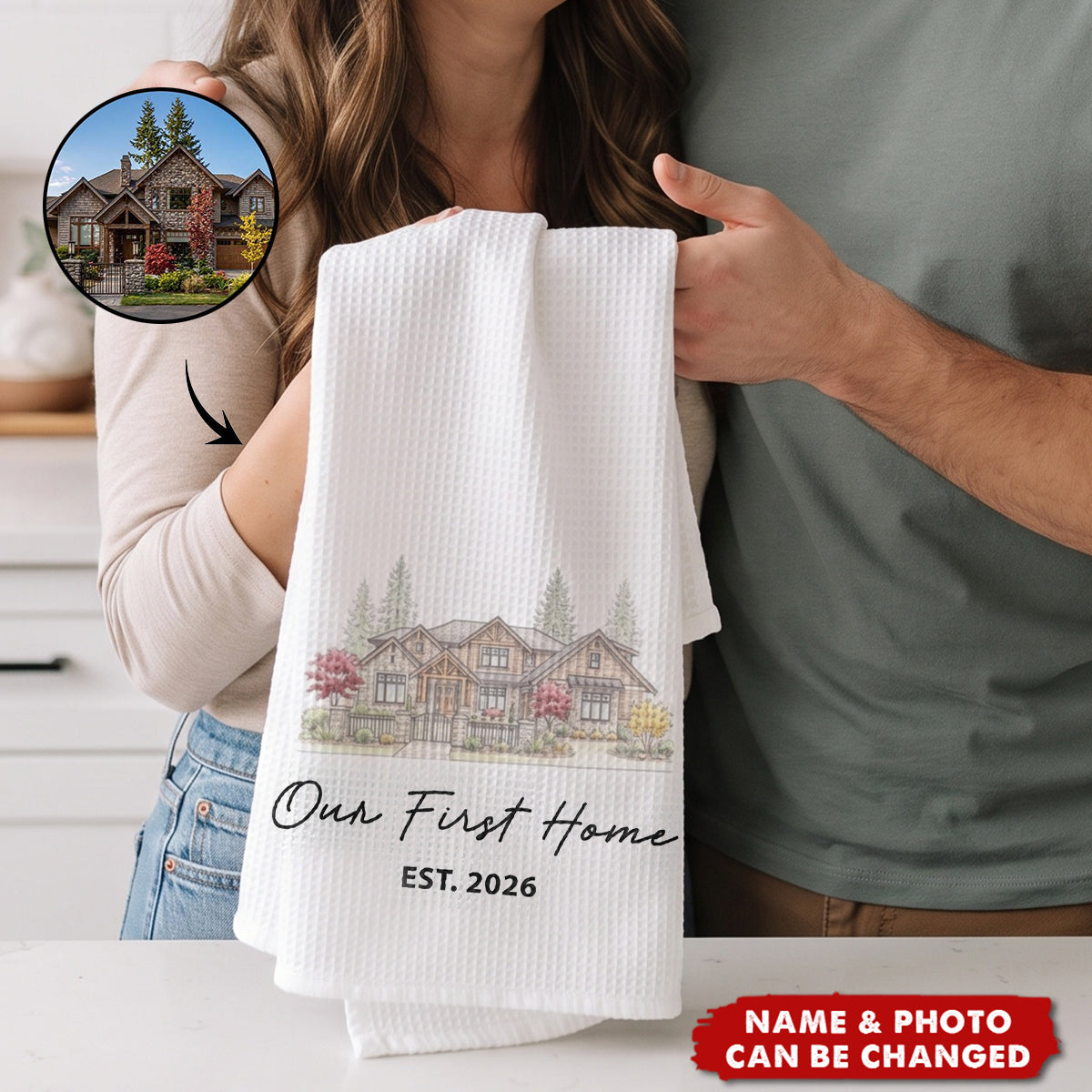 Housewarming Gift New Home Decor Gift For Couples - Personalized Kitchen Towel