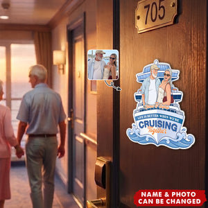 Custom Photo Cartoon Art Cruise Partners Cruise Door Decor Gift For Couple - Personalized Magnet