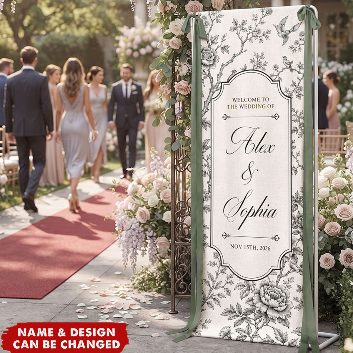 Custom Toile De Jouy Wedding Sign - Personalized Welcome Sign