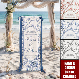 Custom Toile De Jouy Wedding Sign - Personalized Welcome Sign