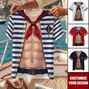 Custom Funny T-shirt - Personalized Summer Vacation And Travel Gifts For Husband, Son, Grandson, Yourself - Captain Of The Six Pack