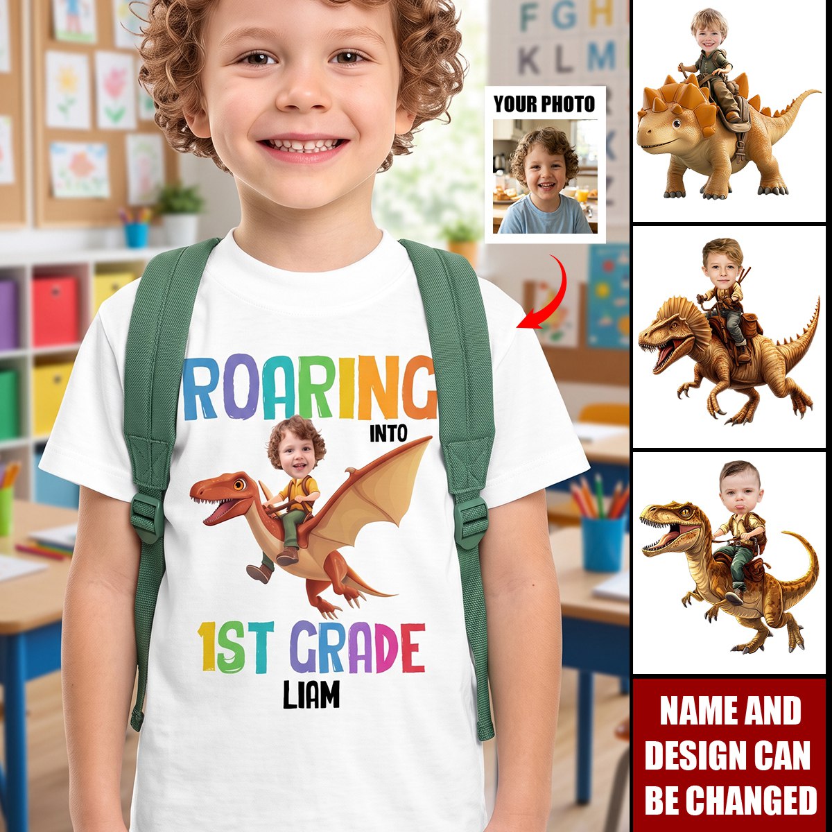 Back To School Custom Favorite Dino For Kids - Personalized Shirt