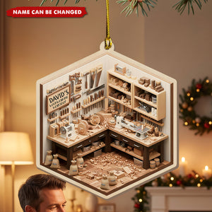 Personalized Woodworking Workshop Christmas Ornament, Carpenter Ornament