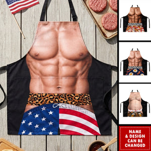 Custom Funny Patriotic Apron With Pocket - Personalized Birthday Gifts For Husband