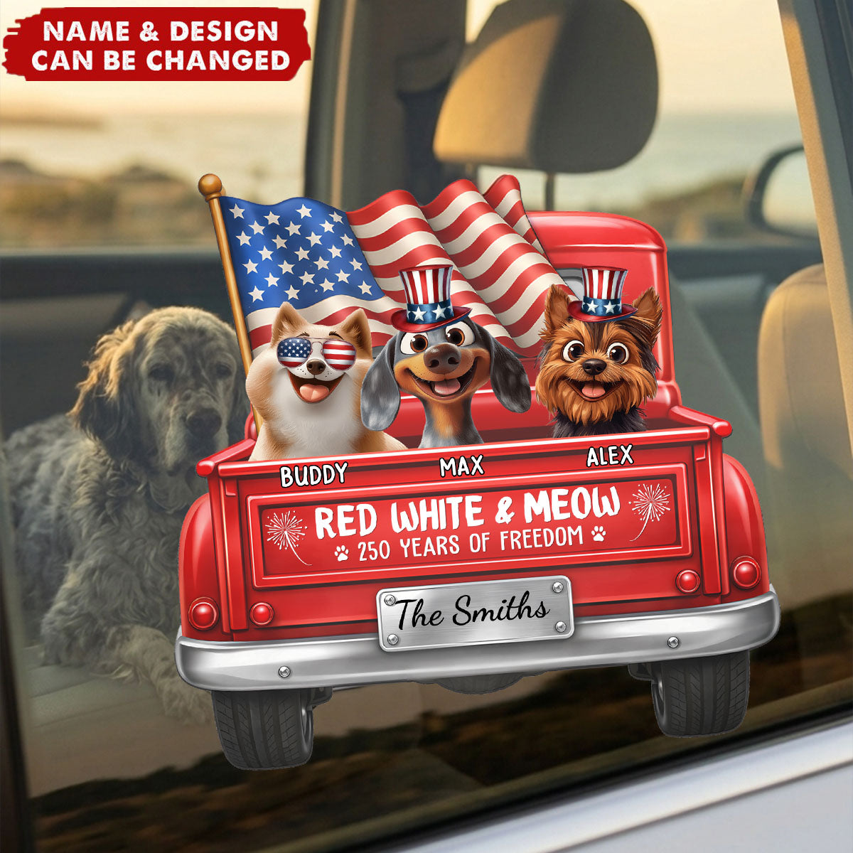 Red White & Woof - Personalized Bumper Sticker