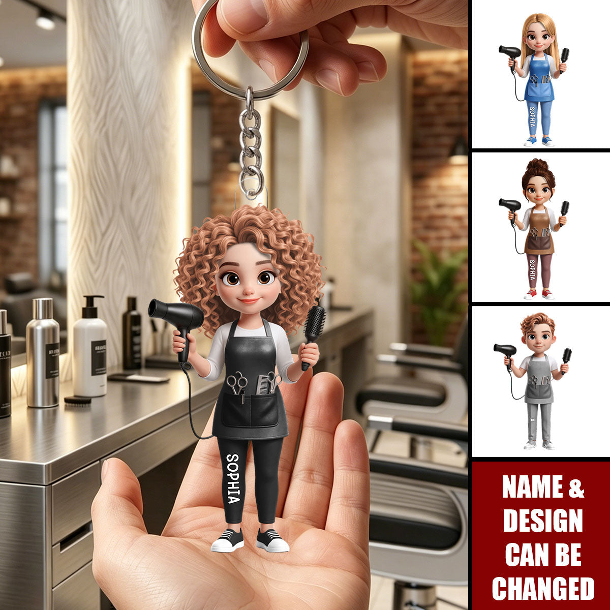 Hair Stylist Creating Beauty, Personalized Acrylic Keychain, Gift For Hairdressers