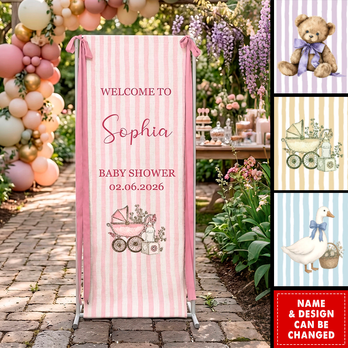 Baby Shower Stripe - Personalized Welcome Sign