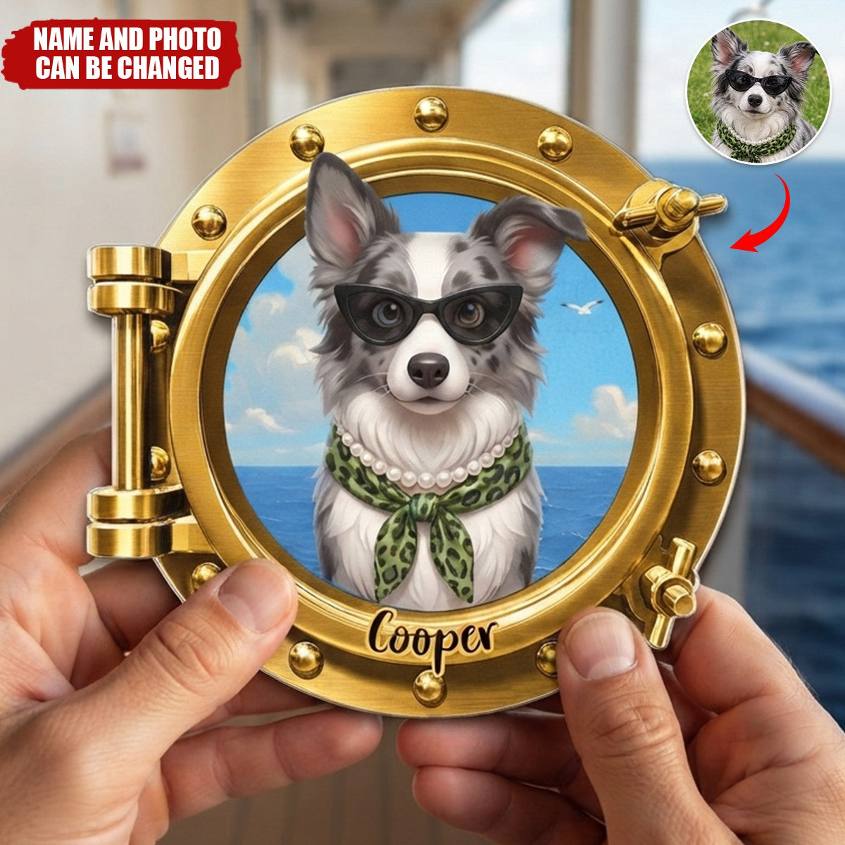 Cruise Door Decor Custom Pet Cartoon Themed Porthole - Personalized Magnet