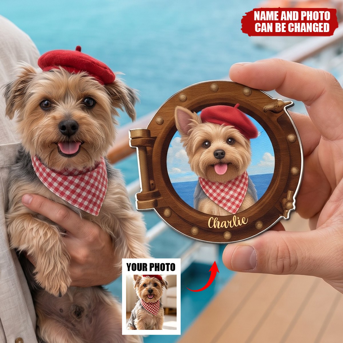Cruise Door Decor Custom Pet Cartoon Themed Porthole - Personalized Magnet