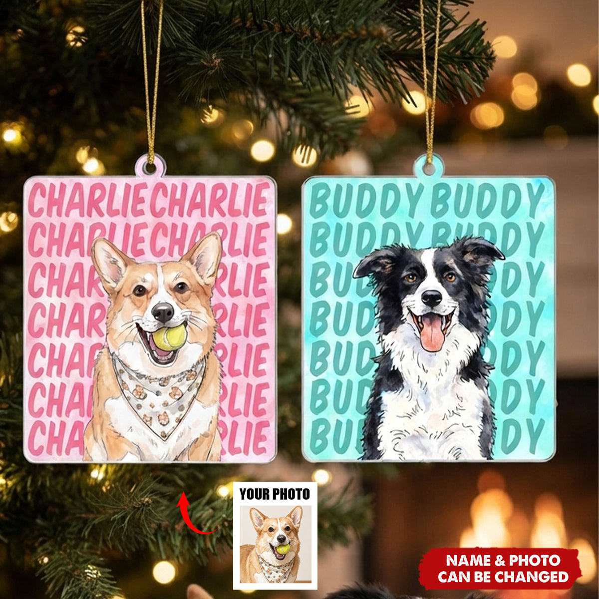 Custom Photo Acrylic Ornament - Personalized Christmas Birthday Gifts For Dog Cat Lovers, Dog Dad And Mom