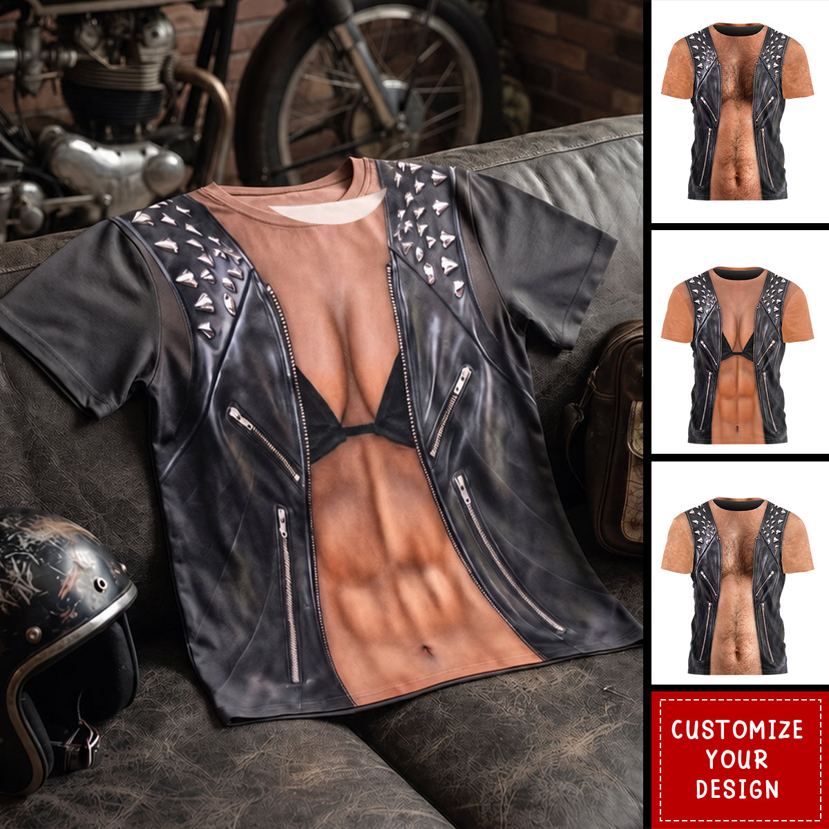 Men & Women Biker Couple, Biker Costume Halloween Costume,Motocycle Lovers - Personalized Shirt